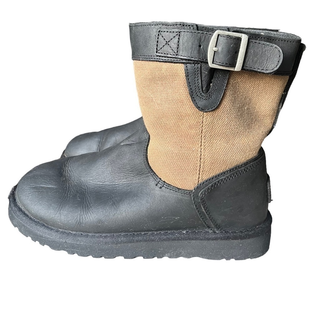 UGG Kids K LOCKIE Boots Black Brown Winter Outdoor Size 4 - Picture 2 of 9